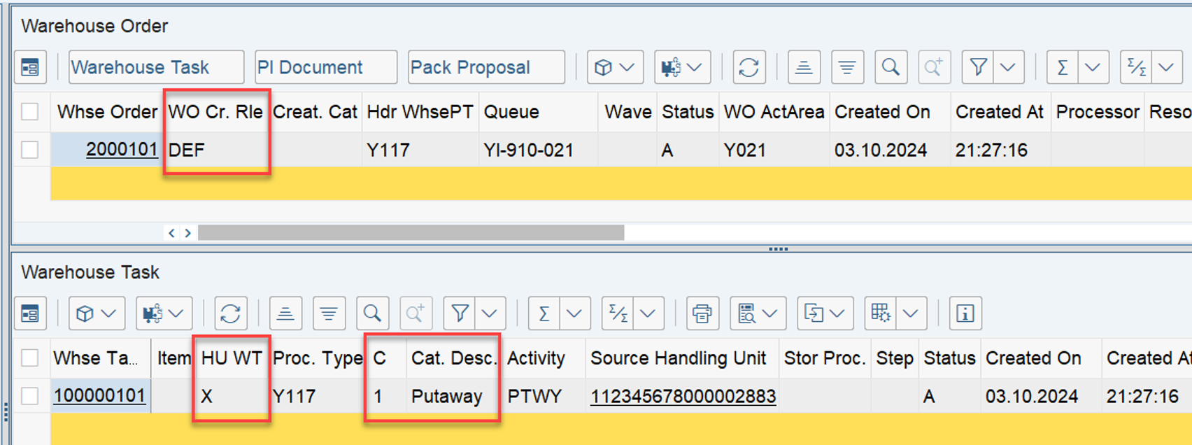 SAP EWM WOCR UNDE and DEF_10